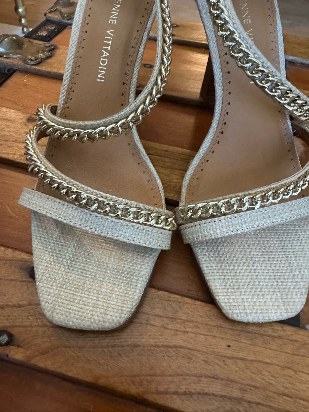 Adrienne Vittadini Geoff iStrappy Heels with Gold Chain Detail - Picture 6 of 12